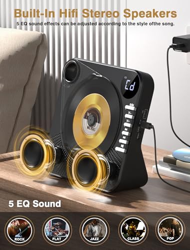 Image of CD Player with HiFi Dual Speaker Bluetooth /USB /AUX Mode for Home Black