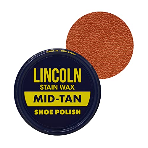 Lincoln Shoe Polish Wax - 2-1/8 oz | Made in USA Since 1925 - Mid-Tan