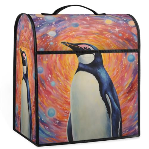 Coffee Maker Cover Abstract Galaxy Penguin Kitchen Appliance Covers Small Appliance Covers Blender Cover Juicer Cover Dust Covers for Kitchen Appliances with Top Handle and Pockets,Washable,C170