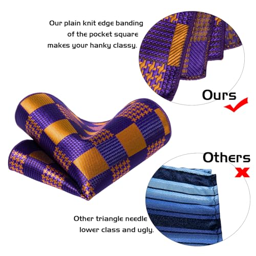 Image of 5PCS Mens Silk Tie, Pocket Square, Cufflinks, Drilled Tie Ring and Lapel Pin Set for Wedding Groom Party