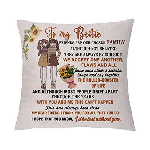 aligarian to Bestie Hug Cushion Cover Pillow Cases Best Friend Birthday Graduation Distance Gift Friendship Forever Appreciate 18x18'' Pillowcase Good Friend Christmas Thanksgiving Present (Type 2) Cover