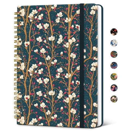 Image of Taja Spiral Lined Journal for Women, Pretty Hardcover Journal Notebook, A5 | Hardcover Design, 6 inch x 8 inch, 140 Pages, for Work, Note Taking & Journal Writing, Magnolia