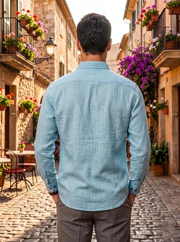 Image of Men's Cotton Blend Solid Casual Shirt Regular Fit Full Sleeve Shirt for Men Plain Formal & Casual Wear Collared Button Down Shirt