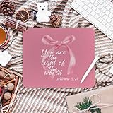 Preppy Coquette Pink Bow Christian Mouse Pad, Bible Verse Mouse Pads Mousepad for Home Office Dorm Laptop Computer Desk Accessories Supplies, Christian Gifts for Women, 8.7×7.1 Inch