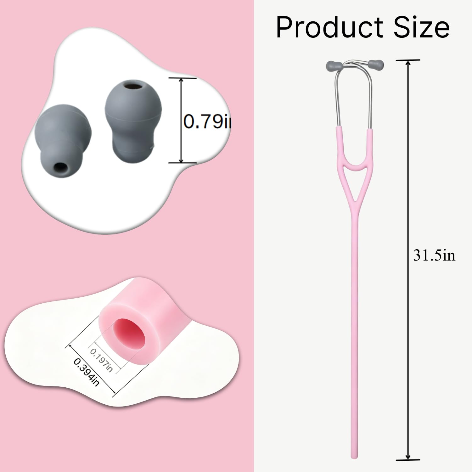 Medical Stethoscope Replacement Tube fits for Littmann Cardiology IV, Compatible Stethoscope Tube, Soft Silicone (Pink)