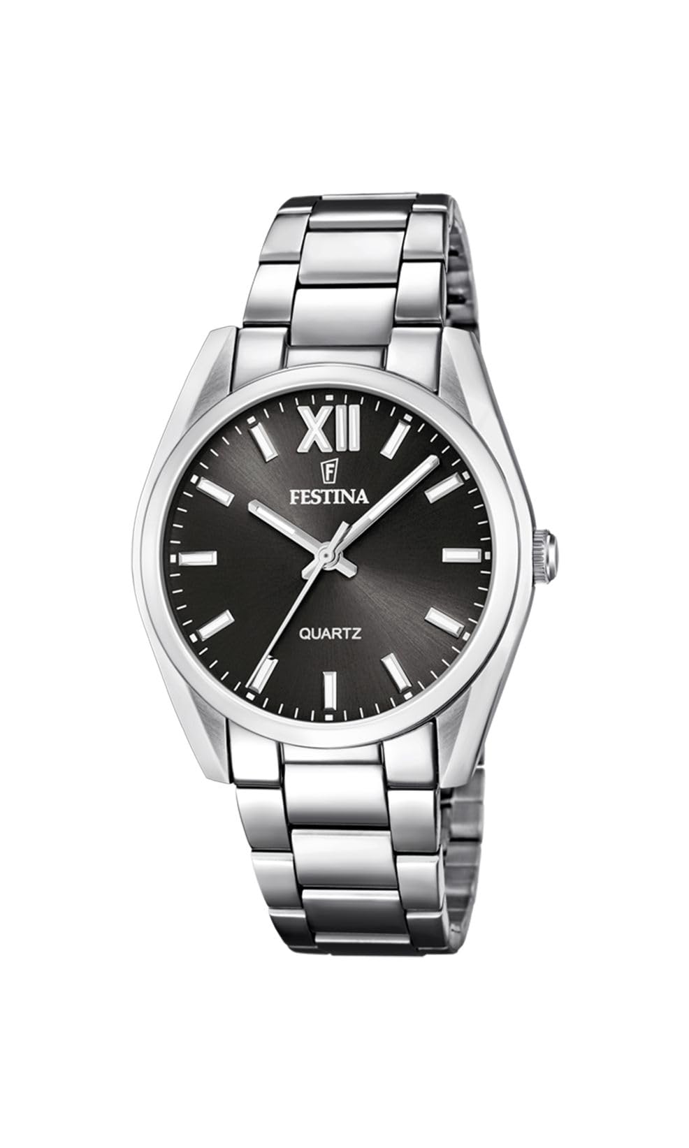 Festina Damenuhr Analog aus Edelstahl 316l Silberfarben | Quarzwerk, Widerstandsfähiges Mineralglas, Wasserdicht 5 ATM F20622/6, Boyfriend Collection