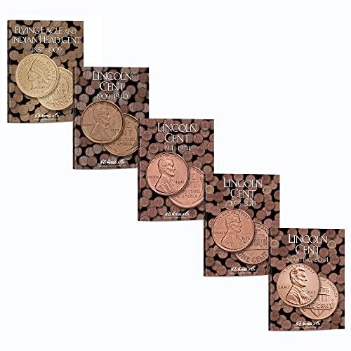 H.E. Harris & Co US Small Cent Coin Folder 1857 – Date Five Volume Set #’s 2671, 2672, 2673, 2674, 4002 by H.E. Harris & Co - Used condition - US$28.12