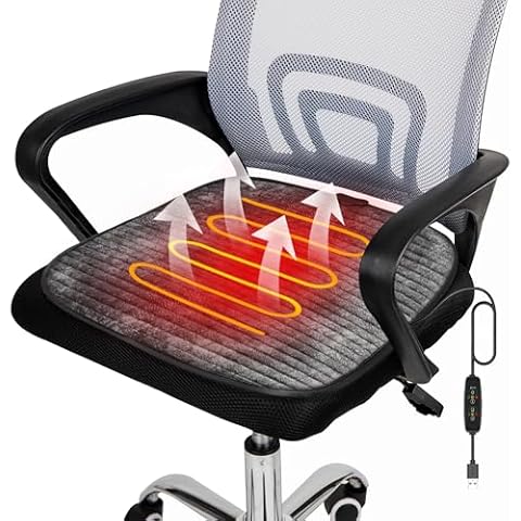 FCOZM USB Heated Seat Cushion, Portable Heating Chair Cushion, Heated Seat Cover, Universal Seat Heater for Office Chair Outdoor Stadium Home, Heated Seat Warmer (Gray) Cover