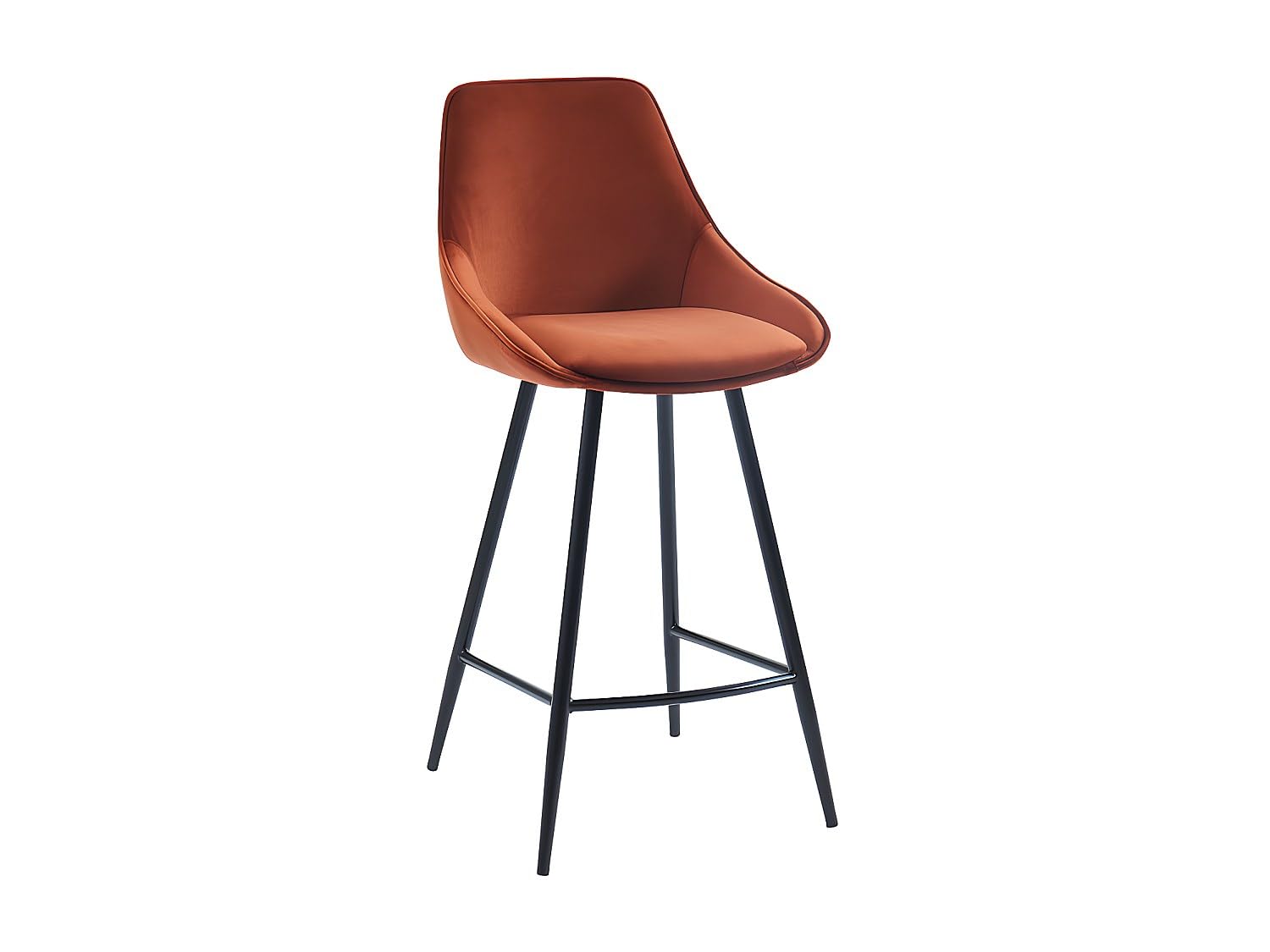 Vente-unique - Lot de 2 tabourets de Bar - Velours - Terracotta - MASURIE