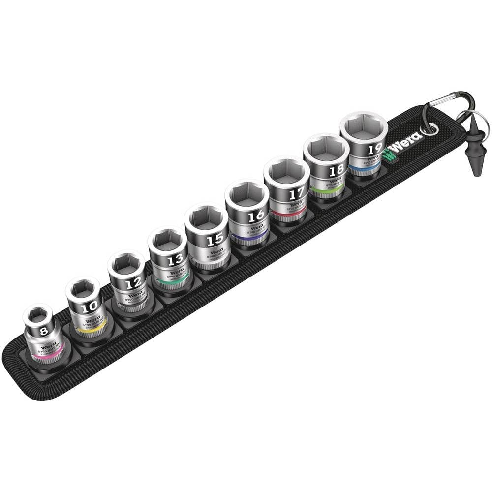Wera 05003970001 Belt B 1 Jeu de Douilles Zyklop 3/8" avec fonction de retenue, 10 pièces, Noir