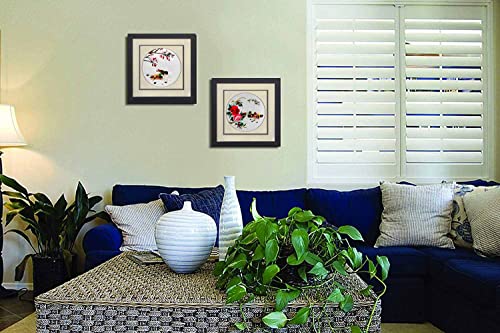 Mandarin Duck Silk Art 100% Handmade Love Birds Embroidery Framed Mixed Group Chinese Print Wildlife Bird Painting Anniversary Wedding Birthday Party Gifts Oriental Asian Wall Art 2Pcs #TOP5
