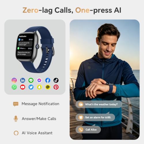 Image of Smart Watch for Men Women Android & iPhone [40mm 3 Bands, Deep Blue]