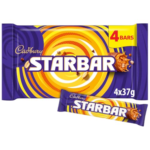Cadbury Starbar Chocolate Bar Milk Chocolate with Caramel & Peanut Centre Multipack of 4 x 37 g Bars (Pack of 1)
