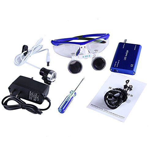 Loupes binoculaires dentaires portables en verre optique 3.5X-R avec lampe LED