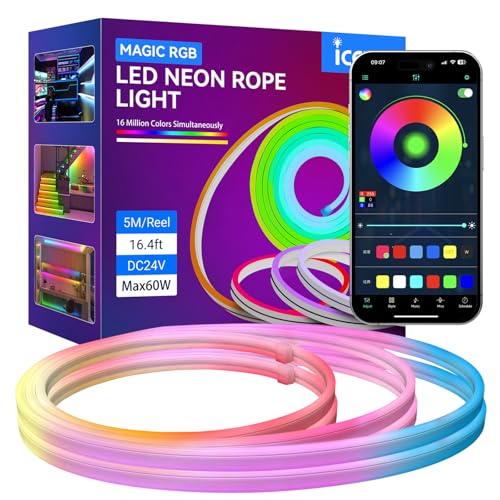 Tira de luz neón LED RGB 10m impermeable con control APP miniatura 1