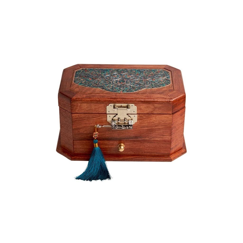 Holzabnehmbare Tabletthalterung mit Retro -Schloss tragbarer Schmuckkoffer Aufbewahrung für Ohrringe Halsketten Armbänder Ringe Halter CA (a)