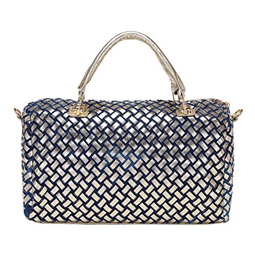 Modoker Bling Purses for Women, Jeans Rhinestone Top Handbags, Shiny Denim Bags with Adjustable Strap, Dark Blue