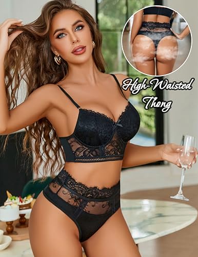 Image of Avidlove Lingerie Sets for Women Bra and High Waist Panty Set 2 Piece Lace Babydoll Outfits S-XXL