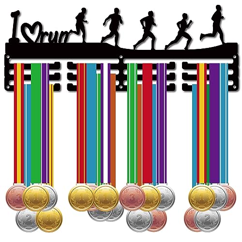 CREATCABIN Colgador de Medallas para Correr, Soporte para Medallas Deportivas de Más de 60 Medalla, Estante de Hierro para Colgar En la Pared, Decoración para Corredor, Maratón, Atleta 40 x 14.7 cm