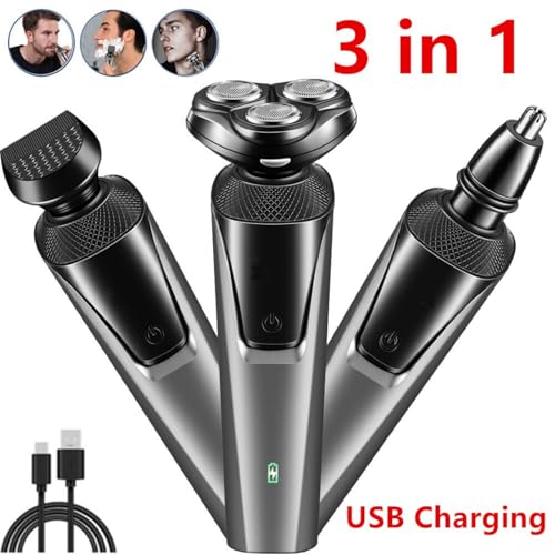 Image of USB Rechargeable 3-in-1 Men's Professional Multi-Function Cheek Beard Trimmer Men Nose Hair Cutting Barber Shaver Machine（TK /TMEU for self-Pickup）