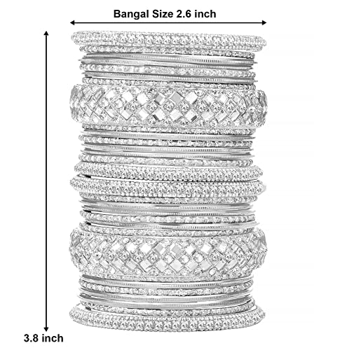 Aheli Ethnic Colorful Metal Bangles Chudha Set Stone Studded Bangle Set Indian Wedding Wear Fashion Jewelry Gift for Women4