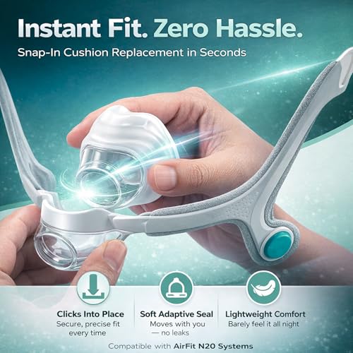Image of N20 Replacement Cushion - Compatible with AirFit & AirTouch CPAP Nasal Mask - Soft, Snug Fit, Premium Comfort, Covers Nose, Durable Material (Medium)