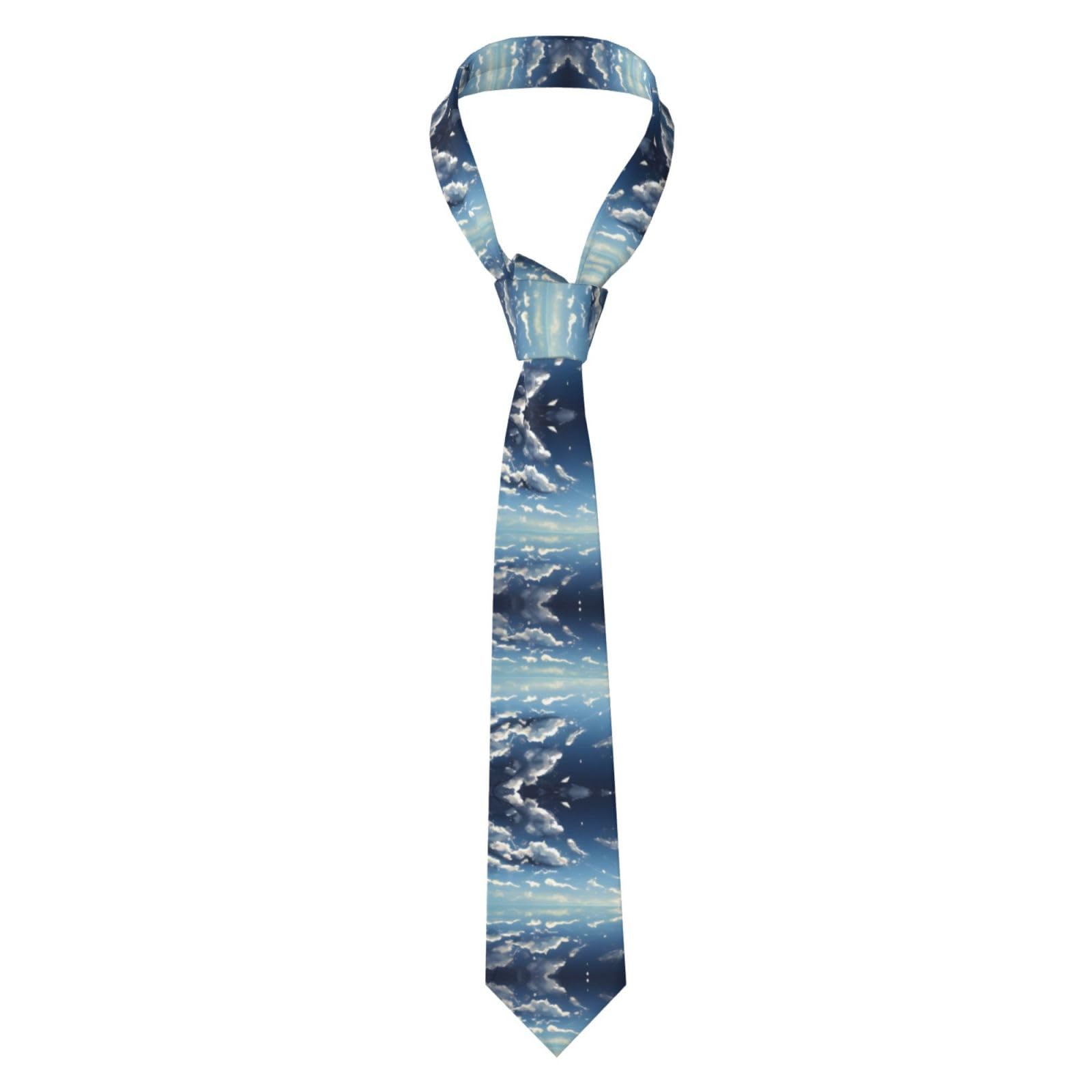 Wbqlsl Men's Black Fashion Ties, Everyday Casual Ties, 3.1 Inch Suit Ties For Weddings, Business, Banquets Blue Sky And White Clouds Printing