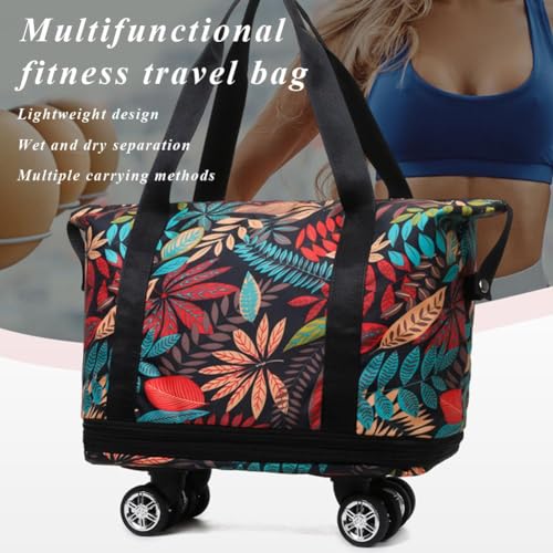 Rolling Duffel Bag with Wheels,Rolling Duffle Bag with Wheels,Expandable Foldable Duffle Bag with Wheels and Handle for Travel,Rolling Luggage Bag Carry on Duffel Bag (Red), 1pcs3