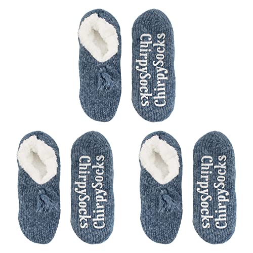 Image of BambooMN Adult Women Super Soft Warm Cozy Fancy Yarn Slippers Non-Slip Lined Socks, Indoor Comfy House Slippers, 3 Pairs