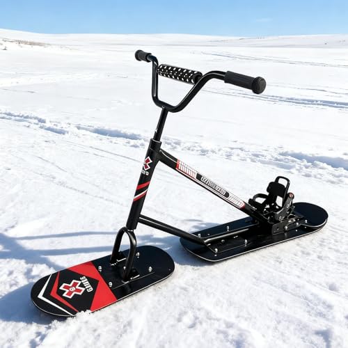 Snow Scooter para Todo Terreno con Doble Esquí – Esquís Traseros Giratorios 360° para Giros Ágiles, Empuñadura Ergonómica y Estructura de Aluminio Reforzada para Adolescentes/Adultos (Carga 100kg)