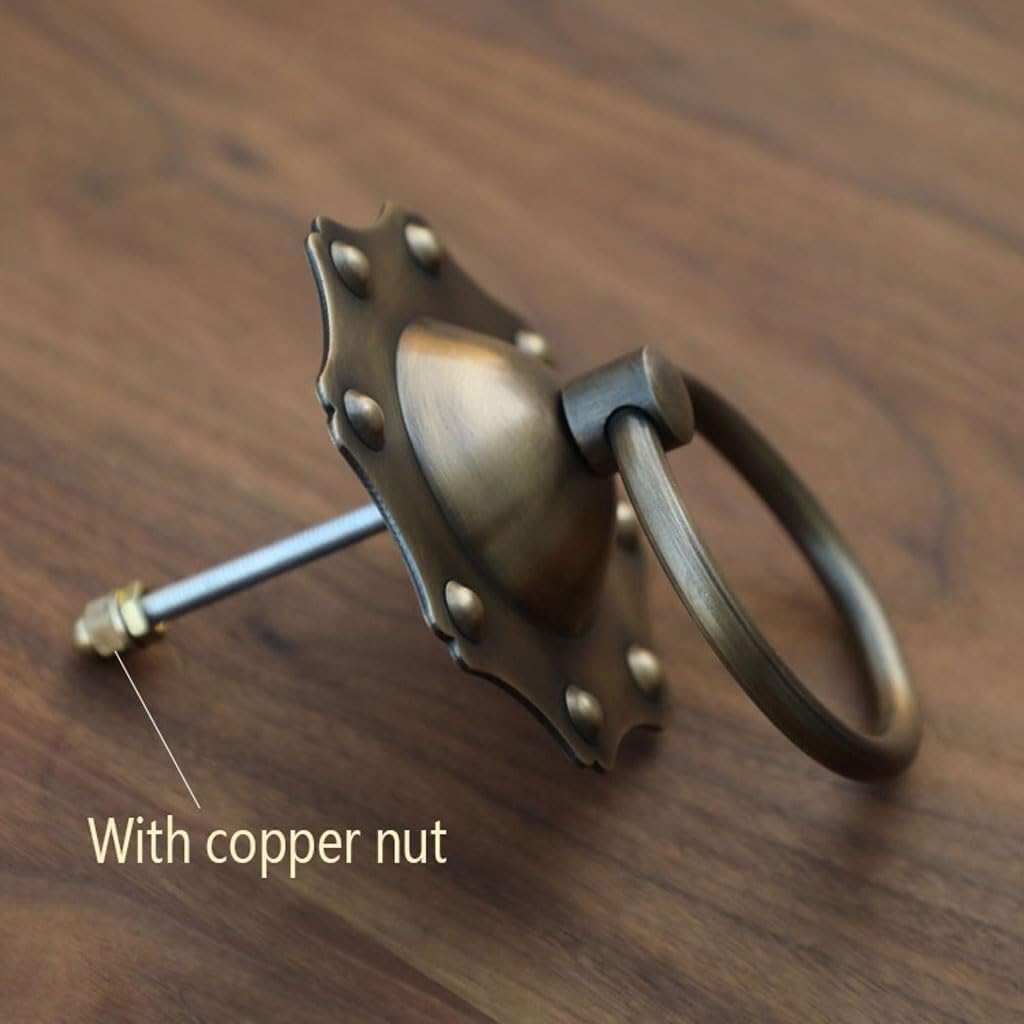 Screws Antique Copper Door Knock Classical Door Knock for Garden Wooden House Door Ring Knocker(A,Ring 6cm)