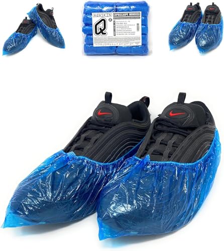 AQASKIN - Copriscarpe [100 pz ]Monouso PE 3gr. - Alta Resistenza agli Strappi - Elastico Rinforzato - DPI Dispositivi di Protezione Individuale - Pulizia per la Casa (Quantità 100pz)
