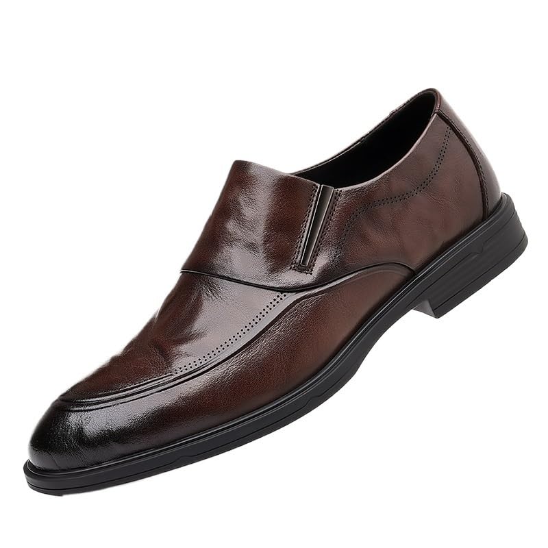 Oxford Dress Shoes for Men Non Slip Rubber Sole Low Top Working Breathable Slip-on Synthetic Leather Office