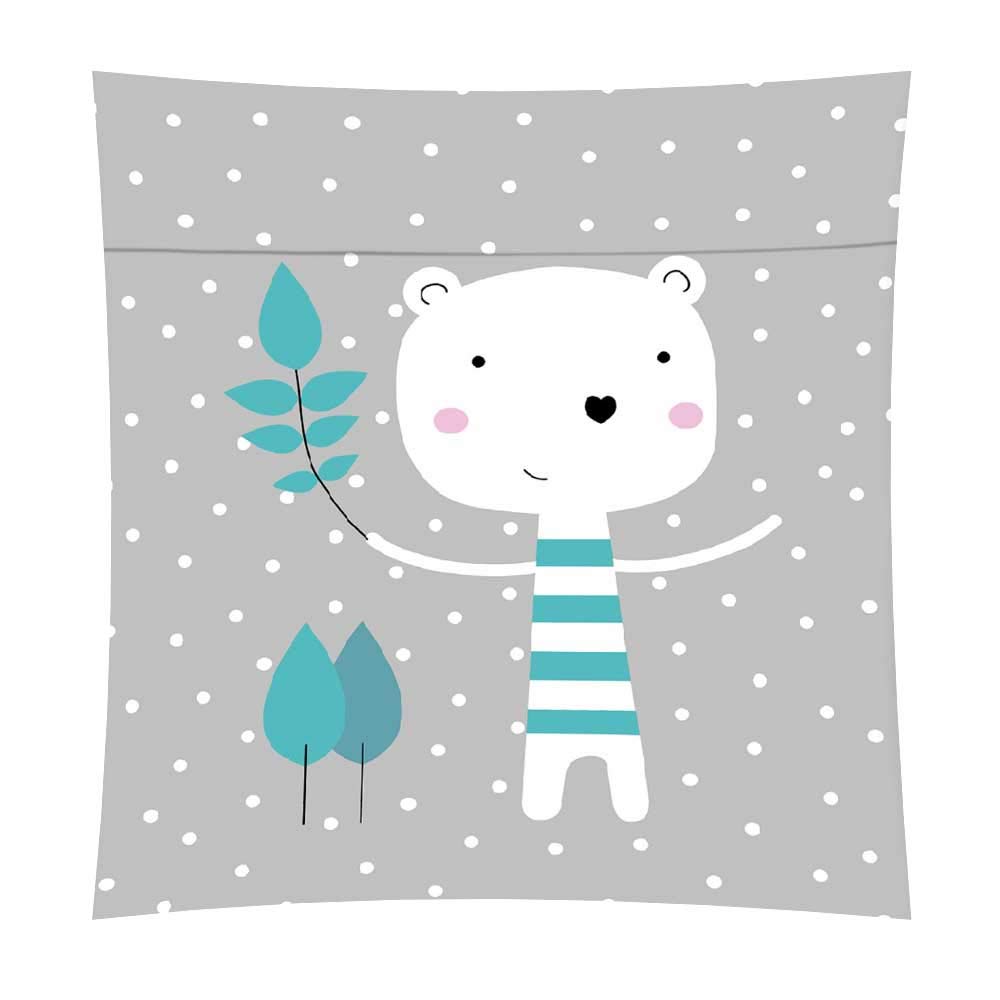 COTTON ARTean Funda nordica Infantil Cama 90 Algodón Jorge Gris | Incluye 2 piezas: F. Edredón 150x220 +1 F.de Almohada Cierre Botones.Certificado OEKO-TEX
