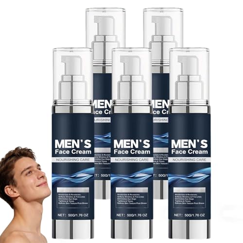 Crema facial 6 en 1 para hombres, aplicación diaria por la mañana y por la noche, crema hidratante para hombres con piel sensible y seca, crema facial antiedad para hombres y líneas de arrugas (5