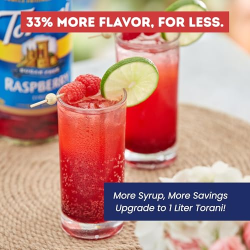 Image of Torani Sugar Free Raspberry Syrup 1 Liter with Pump - Keto & Gluten Free