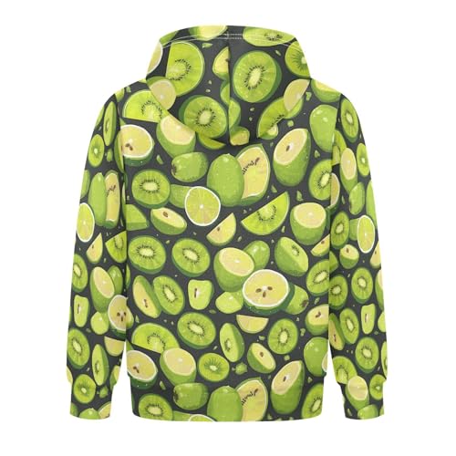 Green Kiwi Lime Kids Boys Girls Sweatshirt Long Sleeve Pullover Hoodies with Kangaroo Pocket2