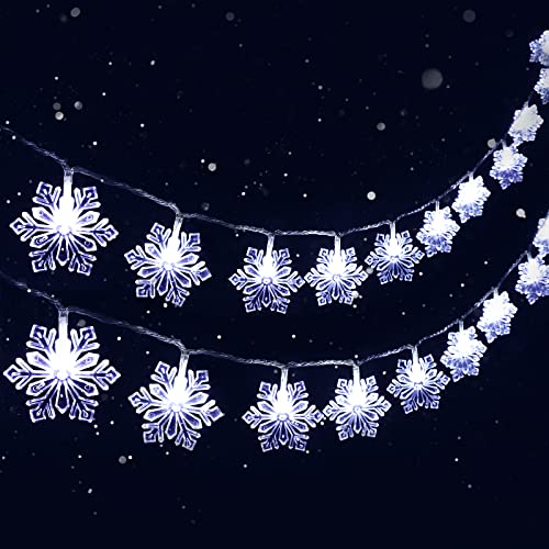 VIFLYKOO Guirlande Lumineuse Flocon de Neige, 8 M 50 LED avec Télécommande 8 Modes, Lampes Décoratives Intérieur/Extérieur pour Sapin de Noël, Halloween, Fête, Anniversaire, Mariage, Chambre Cover