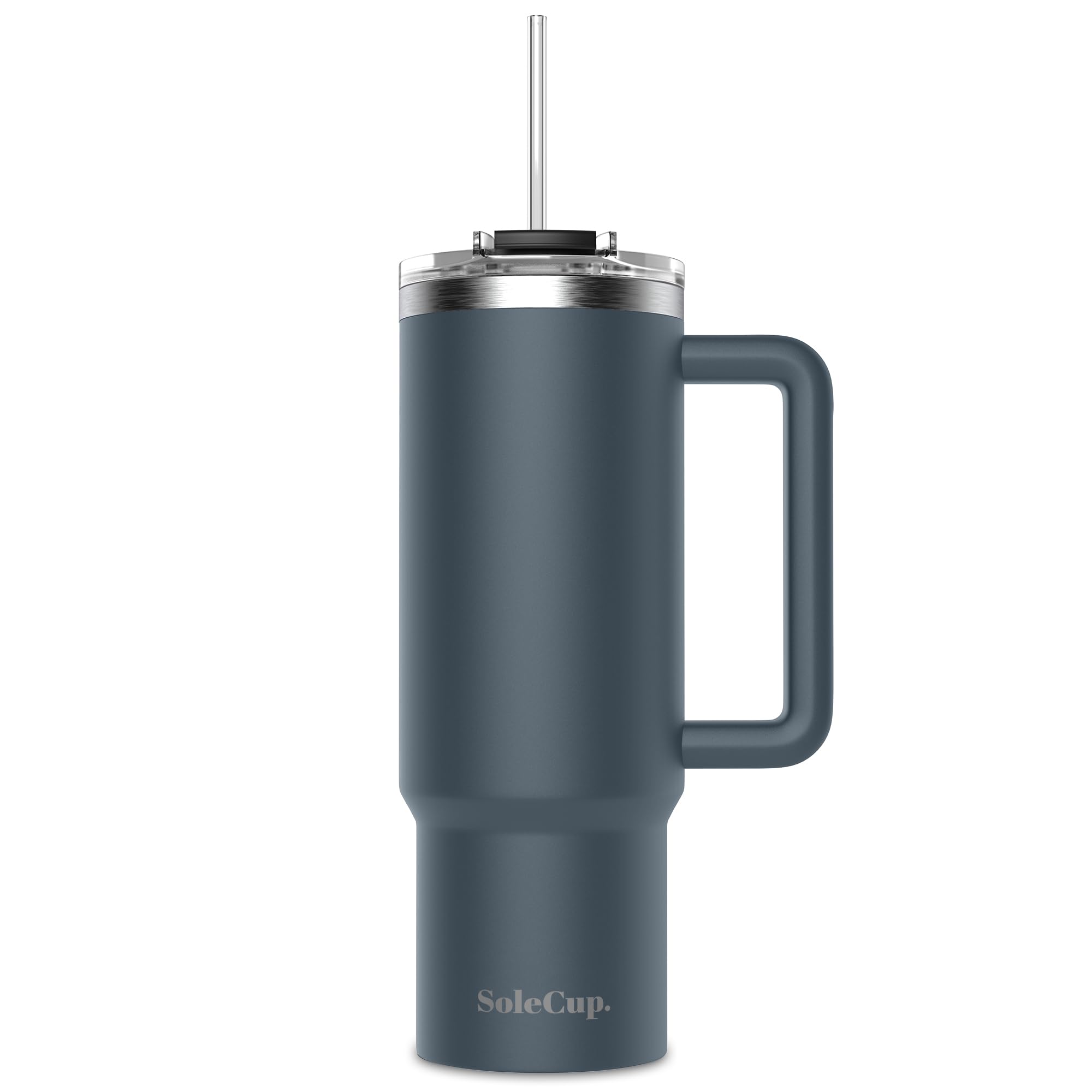 SoleCup. 30oz Travel Mug with Handle, Lid and Two Straws, Drinks Stay Hot for 8 Hours and Cold for 24 Hours
