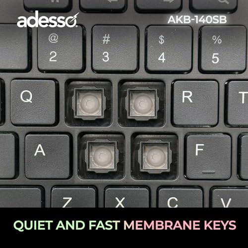 Image of Adesso AKB-140SB Desktop Keyboard with Built-in Smart Card Reader 104-Key Full Size Low Profile Membrane USB Wired for Windows PC Secure Login Banking Healthcare Office