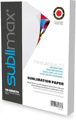 Papel de sublimación de 8.5 x 14 pulgadas (110 hojas), secado instantáneo, sin manchas, compatible con impresoras Sawgrass SG500 y SG400, ideal para
