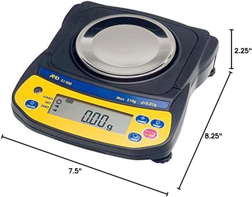 Lab Balance, A&D Weighing EJ-200 Newton Series, 210 Grams x 0.01 Grams NEW !! (Measures in G, OZ, OZT, CT, DWT, GN)