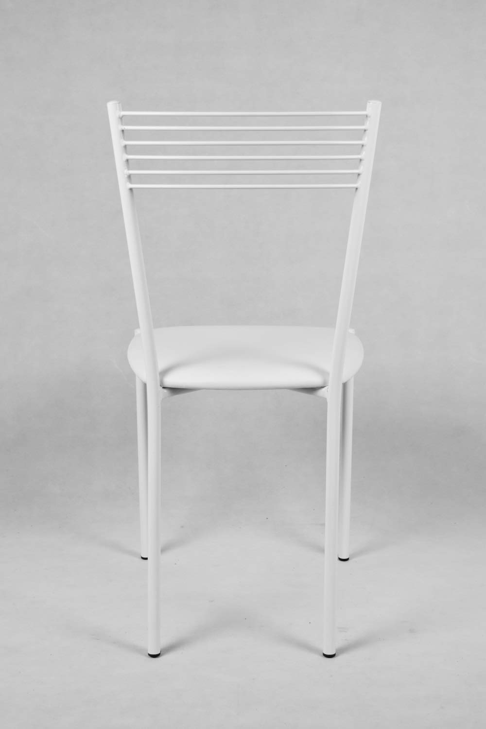 t m c s Tommychairs - Set 4 sedie modello Elegance per cucina bar e sala da pranzo, struttura in acciaio verniciata colore bianco e seduta imbottita e rivestita in pelle artificiale colore bianco