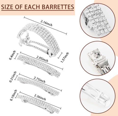 Pinzas para cabello con piedras brillantes plata S miniatura 2