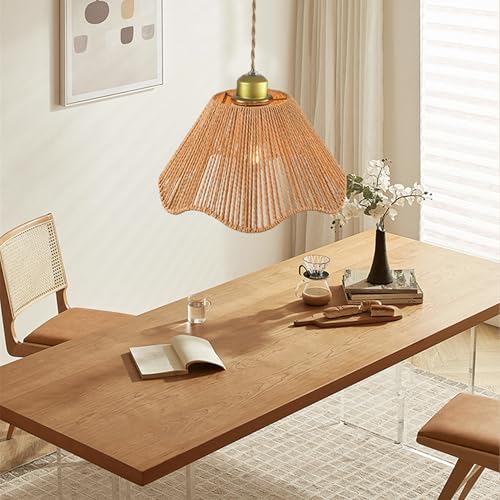 12" Boho Jute Pendant Light,Handwoven Natural Hanging Lamp Wicker Ceiling