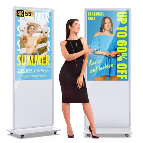 4K 55 Zoll Touchscreen Kiosk, Digitalanzeige Standfunktion, Werbung Display, LCD Totem, Interaktiver Monitor mit Android System mit Player 55 Zoll Tou