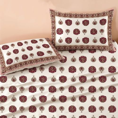 Image of Ishro Home Premium Bedsheet for Double Bed with 2 Pillow Covers - Cloud Cotton Bedsheet, Soft, Silky Smooth & Wrinkle Resistant, Luxury Printed Design (Flat Double Bed Size, Jodhpur Regal)