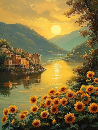 Pintar por Numeros Sol, DIY Pintar por Numeros Adultos Diente De LeóN, Painting by Numbers Manualidades Adultos Kits con Pinceles y Pinturas Acrilicos, Decoración Hogar, 70x140 cm, Sin Marco Q-6875