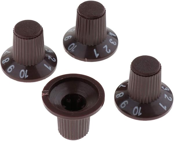 FENDER風スカートノブ ブラウン 4個 / 4個 ギターアンプノブ エフェクトペダルノブ ギター交換部品 全2色 - ブラウン