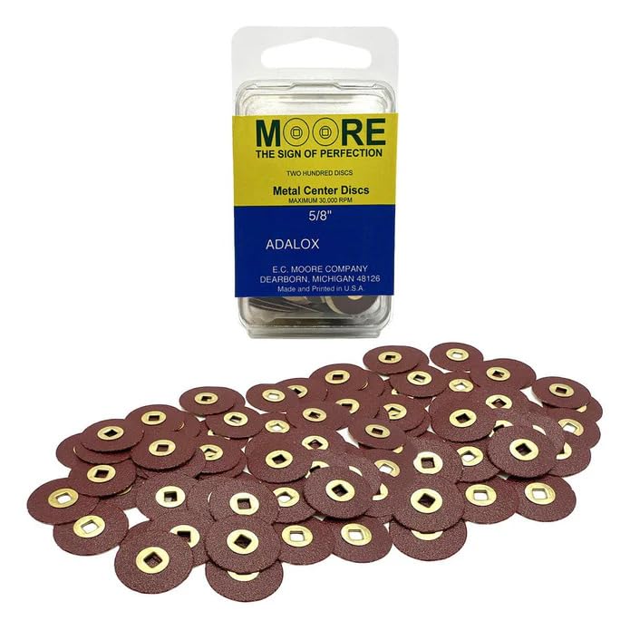 E. C. Moore's Adalox Aluminum Oxide Snap-on Disc 5/8" Coarse Grit Pkg of 200